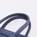 CELINE Luggage Micro Shopper Hand Bag Leather Blue Gold Auth 209428-10