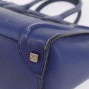 CELINE Luggage Micro Shopper Hand Bag Leather Blue Gold Auth 209428-13