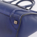 CELINE Luggage Micro Shopper Hand Bag Leather Blue Gold Auth 209428-15