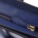 CELINE Luggage Micro Shopper Hand Bag Leather Blue Gold Auth 209428-16