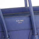 CELINE Luggage Micro Shopper Hand Bag Leather Blue Gold Auth 209428-17