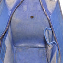 CELINE Luggage Micro Shopper Hand Bag Leather Blue Gold Auth 209428-20