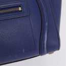 CELINE Luggage Micro Shopper Hand Bag Leather Blue Gold Auth 209428-3
