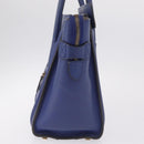 CELINE Luggage Micro Shopper Hand Bag Leather Blue Gold Auth 209428-6