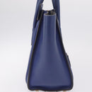 CELINE Luggage Micro Shopper Hand Bag Leather Blue Gold Auth 209428-7