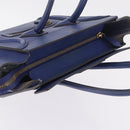 CELINE Luggage Micro Shopper Hand Bag Leather Blue Gold Auth 209428-8