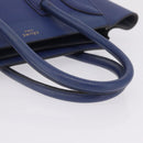 CELINE Luggage Micro Shopper Hand Bag Leather Blue Gold Auth 209428-9