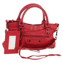 Balenciaga The First Hand Bag Leather 2way Red 103208 Auth 209432V-1