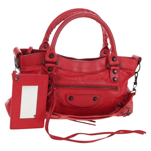 Balenciaga The First Hand Bag Leather 2way Red 103208 Auth 209432V