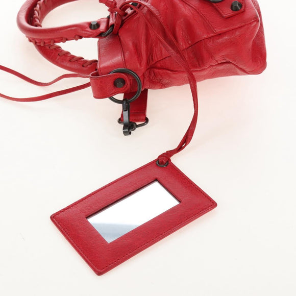 Balenciaga The First Hand Bag Leather 2way Red 103208 Auth 209432V