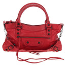 Balenciaga The First Hand Bag Leather 2way Red 103208 Auth 209432V-2