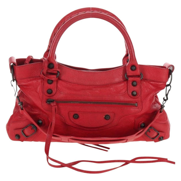 Balenciaga The First Hand Bag Leather 2way Red 103208 Auth 209432V