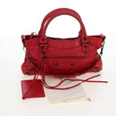 Balenciaga The First Hand Bag Leather 2way Red 103208 Auth 209432V-27