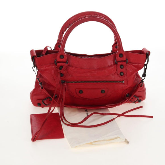 Balenciaga The First Hand Bag Leather 2way Red 103208 Auth 209432V