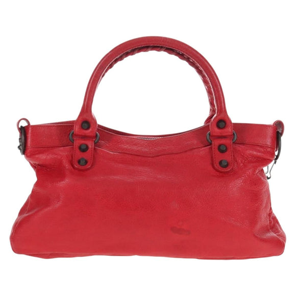 Balenciaga The First Hand Bag Leather 2way Red 103208 Auth 209432V
