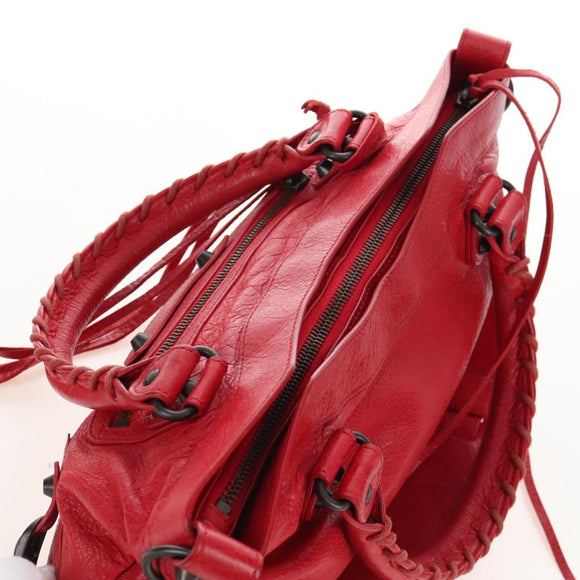 Balenciaga The First Hand Bag Leather 2way Red 103208 Auth 209432V