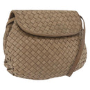 Bottega Veneta INTRECCIATO Shoulder Bag Leather Beige Gold Auth 209433A-1