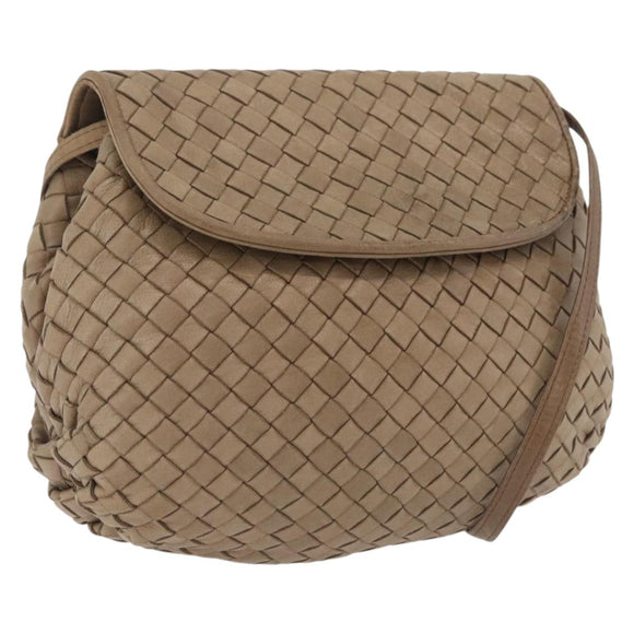 Bottega Veneta INTRECCIATO Shoulder Bag Leather Beige Gold Auth 209433A