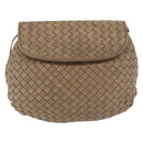 Bottega Veneta INTRECCIATO Shoulder Bag Leather Beige Gold Auth 209433A-2