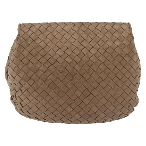 Bottega Veneta INTRECCIATO Shoulder Bag Leather Beige Gold Auth 209433A