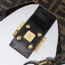 FENDI Zucca Canvas Mamma Baguette Hand Bag Black Brown Auth 209437V-16