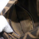 FENDI Zucca Canvas Mamma Baguette Hand Bag Black Brown Auth 209437V-23