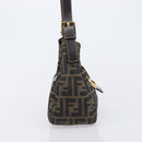 FENDI Zucca Canvas Mamma Baguette Hand Bag Black Brown Auth 209437V-5