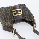 FENDI Zucca Canvas Mamma Baguette Hand Bag Black Brown Auth 209437V-6