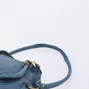 Chloe Paraty Hand Bag Leather 2way Blue Gold Auth 209438V-10