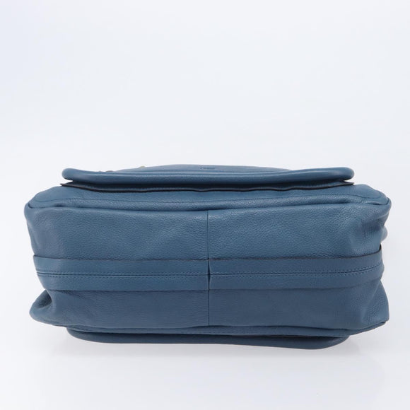 Chloe Paraty Hand Bag Leather 2way Blue Gold Auth 209438V