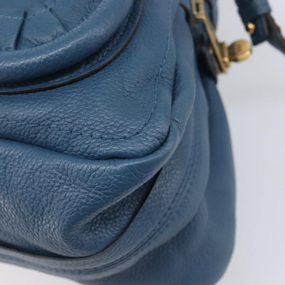 Chloe Paraty Hand Bag Leather 2way Blue Gold Auth 209438V