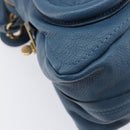 Chloe Paraty Hand Bag Leather 2way Blue Gold Auth 209438V-16