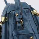 Chloe Paraty Hand Bag Leather 2way Blue Gold Auth 209438V-18