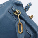 Chloe Paraty Hand Bag Leather 2way Blue Gold Auth 209438V-19