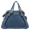 Chloe Paraty Hand Bag Leather 2way Blue Gold Auth 209438V-2