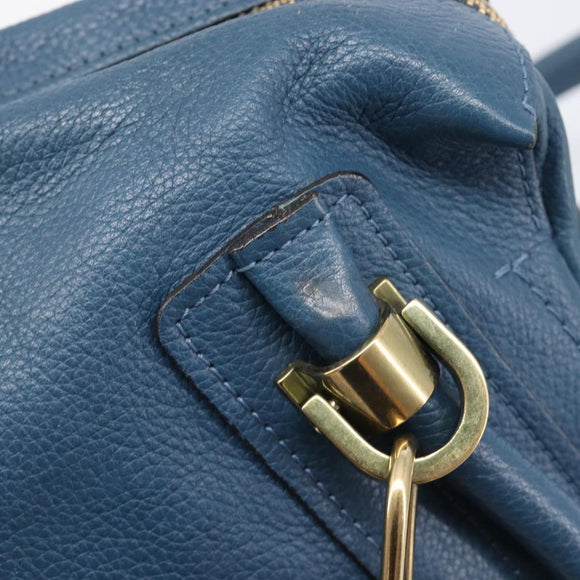 Chloe Paraty Hand Bag Leather 2way Blue Gold Auth 209438V
