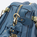 Chloe Paraty Hand Bag Leather 2way Blue Gold Auth 209438V-21