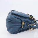 Chloe Paraty Hand Bag Leather 2way Blue Gold Auth 209438V-4
