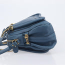 Chloe Paraty Hand Bag Leather 2way Blue Gold Auth 209438V-5