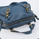 Chloe Paraty Hand Bag Leather 2way Blue Gold Auth 209438V-6