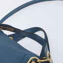Chloe Paraty Hand Bag Leather 2way Blue Gold Auth 209438V-8
