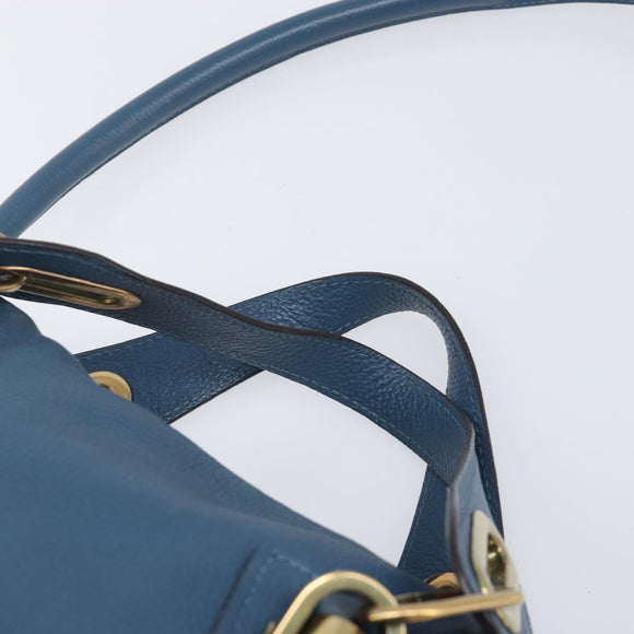 Chloe Paraty Hand Bag Leather 2way Blue Gold Auth 209438V