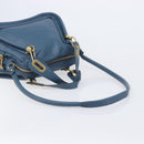 Chloe Paraty Hand Bag Leather 2way Blue Gold Auth 209438V-9