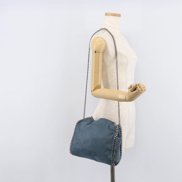 Stella McCartney Chain Falabella Shoulder Bag Polyester Blue Silver Auth 209439V