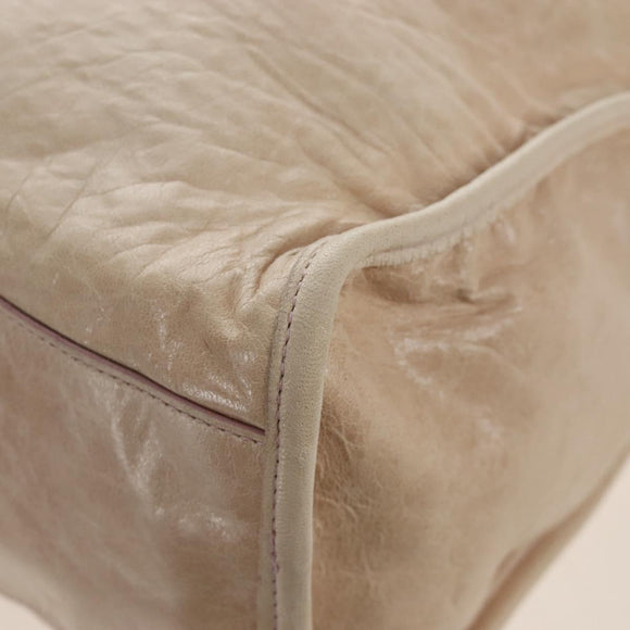 Balenciaga The City Hand Bag Leather 2way Beige 115748 Auth 209446V