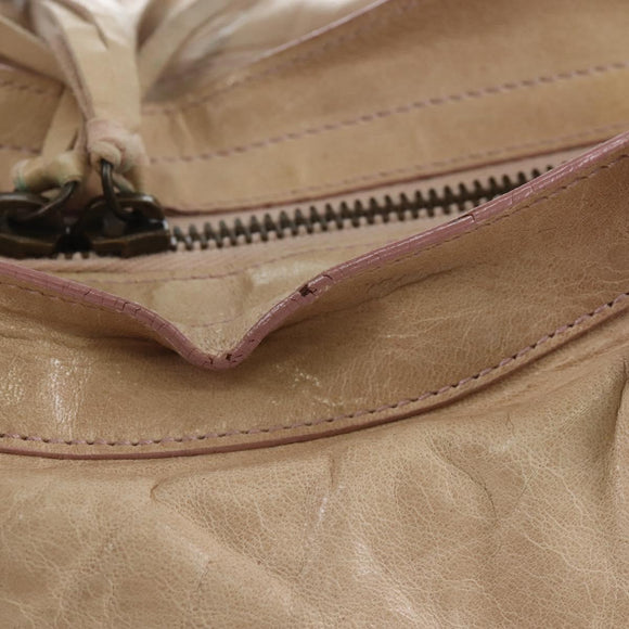 Balenciaga The City Hand Bag Leather 2way Beige 115748 Auth 209446V