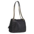 PRADA Chain Shoulder Bag Leather Black Gold Auth 209449V-1