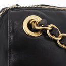 PRADA Chain Shoulder Bag Leather Black Gold Auth 209449V-17