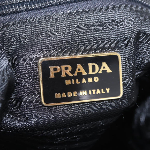 PRADA Chain Shoulder Bag Leather Black Gold Auth 209449V