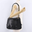 PRADA Chain Shoulder Bag Leather Black Gold Auth 209449V-26